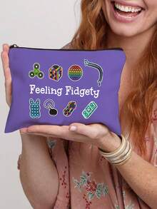 Themed Cosmetic & Accessory Storage Pouch - Designed For Fidget Spinners And Sensory Needs, Beige Storage Box, Suitable For Storing Small Tools, Supplies, Travel Essentials, Themed Design, Hand Washable, Suitable For Students And Professionals Make Up Bag - Multicolor - View 8