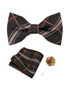 Bộ nơ cài cổ nam phong cách thường ngày, thiết kế thời trang đa năng cao cấp bằng vải polyester, phù hợp cho đám cưới, tiệc tụ tập bạn bè, phụ kiện cho áo sơ mi - màu nâu - Xem 4