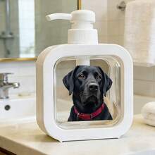 1pc Home Bathroom Dispenser, Black Labrador Design Soap Lotion Pump Bottle, Manual Pump Refillable Bottle, Durable Plastic Material, Reusable Container, Sturdy And Portable, Suitable For Bathroom, Kitchen, Sink, Toilet - Multicolor - View 2