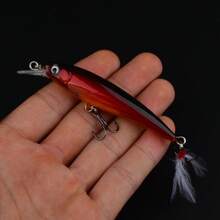 1pc 3D Bio-Mimetic Artificial Feather Sinking Minnow Lure With Laser Eyes, High-Pitch Hook Hard Bait For Outdoor Fishing - Multicolor - View 7