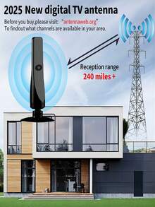 YAIUZGOO 智慧電視室內天線 便攜式 4K&1080P 天線放大器 信號增強器 即插即用電視天線 無需安裝 免除電纜費 免費收看豐富高清頻道 支援 4K 1080p VHF UHF 直播與衛星接收 - 鋼琴黑 - 查看 6