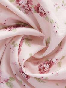 Perirose Women's Pink Floral Cottagecore Sweetheart Neck Ruched Bust Tie Front Wide Strap Fit And Flare Midi Dress Summer Fall Garden Party Vacation - Pink - View 8