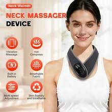 Neck Massager, 2 Modes: 3 Levels Of Vibration And 4 Levels Of Temperature Adjustment, 1800mAh Battery Wireless Charging, Suitable For Men And Women, Ideal Holiday Gift - View 3