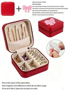 Jewelry Travel Organizer Box, DIY Bow Jewelry Box, Large Capacity Jewelry Organizer Box, Jewelry Storage Box, Multifunctional Jewelry Display Box, Jewelry Collection And Storage, Compact Jewelry Box, Earring, Necklace, Ring Storage - Multicolor - View 11