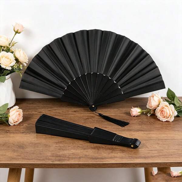 Bộ 3/5/1 chiếc quạt cầm tay gấp màu đen cổ điển, quà tặng làm mát mùa hè tuyệt vời, quạt gấp màu đen thanh lịch và phong cách, dễ dàng mang theo và cất giữ, phù hợp cho đám cưới, tiệc tùng, biểu diễn, khiêu vũ, trang trí nhà cửa, lễ hội, quà tặng sinh nhật,