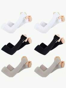 3 Pairs Men's Compression Arm Sleeves, UV Protection, Suitable For Work, School, Halloween, Winter, Autumn, Men's Gift - One Size Fits All - View 2