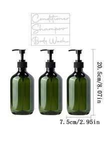 3pcs 500ml Shampoo And Conditioner Dispenser Set With 3 Waterproof Labels, Empty Shower Gel Dispenser Set, Suitable For Bathroom Home Decor, Autumn Decor, Back To School Decor - Green - View 8