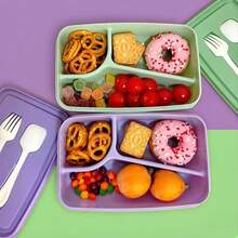 4pcs/Set Korean Style Student Compartment Plastic Lunch Box, Portable Outdoor Picnic Thermal Heating Microwave - Multicolor - View 11