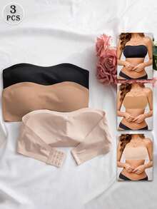 3-Piece Set Of Elegant And Comfortable Seamless One-Shoulder Bras For Women, Multicolor - Putih - View 12