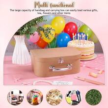 Mipcase Maleta de Cartón Vintage con Asa Metálica, Caja de Regalo Decorativa de Papel Kraft para Bodas, Cumpleaños, Manualidades y Almacenamiento de Fotos (Marrón Claro) - 1 - Ver 5