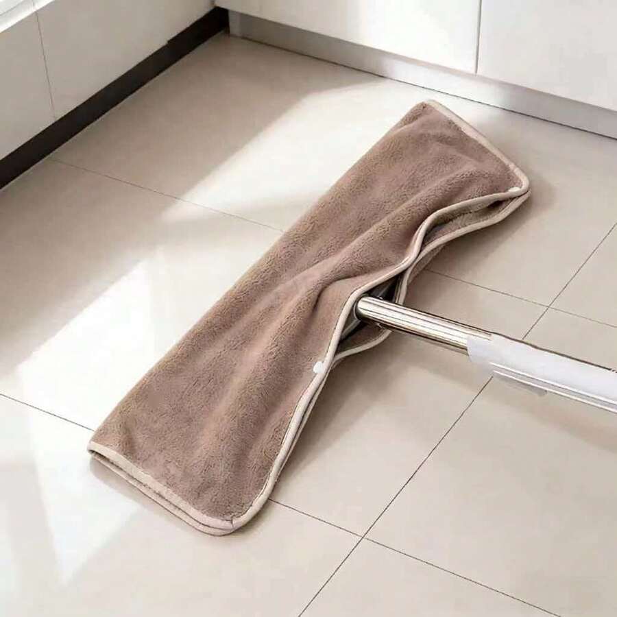 1/2 Set Squeegee Floor Mop Replacement Cloth, Broom Cover, Super Absorbent Coral Fleece Non-Shedding Cleaning Rag For Floor Mopping And Housekeeping - 1 Gray, 1 Brown - 35*50cm - View 1