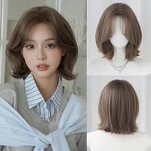 NAMM 12 Inch Short Curly Wigs For Women - Modest Fashion Wave Wig Curtain With Bangs, Brown Soft Silky Heat-Resistant Synthetic Fiber Wigs For Daily Use, Perfect For Holidays Music Festivals Celebrations-Sakura Celebrations Glam & Party Street Wear - Multicolor - View 14