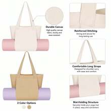 Yoga Mat Storage Fabric Tote Bag, Large Capacity Sports Fitness Bag, Wide Strap Commuter Shoulder Bag, Lightweight And Durable Bag - Multicolor - View 5