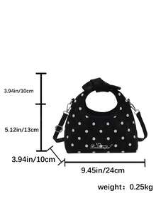 1pc Fashionable Versatile Women's Handbag, PU Polka Dot Fabric, Cute Crescent Shaped Crossbody Bag, Adjustable Shoulder Strap, Suitable For Young Women - Travel, Shopping, Classroom, Date, Women's Gift, Office, Work, Office, Business - Black - View 3