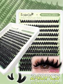 FQBFQB 240PCS Dense DD False Eyelashes Lash Clusters, Mixed 8-16mm Length,Reusable Volume Lashes For Daily Wear, Party, Date Night, Easy To Apply For Beginners & Makeup Lover - D - View 5