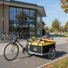 Bicycle Cargo Trailer, Two-Wheel Bicycle Large Cargo Wagon Trailer Oxford Fabric, Folding Storage, &Amp; Removable Cover, Yellow-XY992051 - 5664-0005Y - View 1