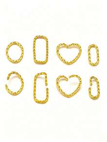 20 pezzi Anelli aperti intrecciati placcati in oro in acciaio inossidabile, connettori a forma di cuore, tondi e rettangolari per braccialetti, collane e creazione di gioielli fai-da-te - Anello aperto - Visualizzare 4