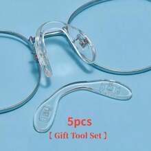 5pcs U-Shaped Silicone One-Piece Eyeglass Nose Pads Set[Includes Storage Box, Screwdriver + Screws]: Comfortable, Reduces Marks, Soft, Non-Slip - Fits Most Eyeglasses - View 11