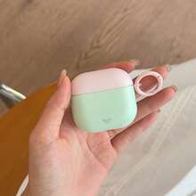 Korean Style Solid Color Minimalist 4-Color Matte Patchwork Earphone Case With Hanging Ring Compatible With Apple Pro 3 Case/ Pro 2 Case/ Pro Case/ 4 Case/ 3 Case/ 2 Case/Fashion Women's Earphone Case/Minimalist Earphone Case/Apple Earphone Case/Apple Earphone Cover - Multicolor - View 17