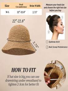 Sombrero de cubo de paja suave de ala ancha, sombrero de paja de ala grande de alta gama, sombrero portátil plegable para exteriores, fácil de plegar y guardar, ahorra espacio, conveniente para viajes, vacaciones y desplazamientos diarios, altamente práctico - Multicolor - Ver 9