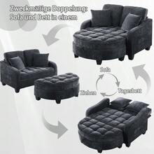 Multifunctional Sofa, 2-In-1 Sofa Bed, Storage Ottoman, Breathable Skin- Fabric, - Eucalyptus Wood, Suitable For Small Living Rooms, Studies, And Bedrooms. - 黑色 - 查看 6