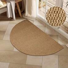 1pc Nordic Style Brown Faux Linen Home Entry Door Mat | Semi-Circular Design, Warm Earth Tone Brown Door Mat, Suitable For Indoor And Outdoor Entry Areas | Textured And Practical Luxury Home Decor Rug, Suitable For Hallway And Bedroom Use, Easy To Maintain Entry Door Mat - Semicircle - View 11