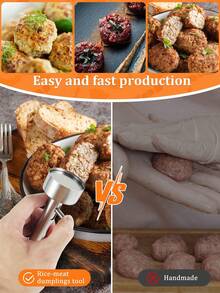 1pc Stainless Steel Meatball Mold, MultiFunction Non-Stick Fish Mold,Portable Meatball Maker Tool,Falafel Maker Scoop, Suitable For Quick And Convenient Fish Ball Making,For Kitchen,Hotel,Restaurant - Multicolor - View 5