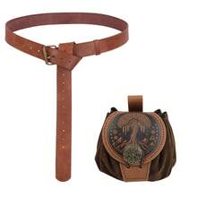 Túi đựng lương thực trung cổ bằng da PU phong cách vintage, túi tròn cầm tay sáng tạo kiểu Viking, túi đựng có dây rút, phụ kiện cosplay phong cách Bắc Âu Viking retro, phụ kiện trang phục nhập vai LARP cho hội chợ Phục hưng, Halloween, mùa hè, mùa thu đi học - màu nâu - Xem 10