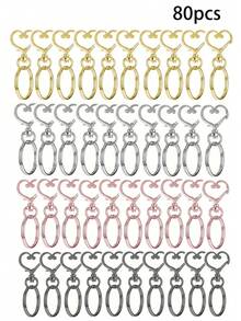 20pcs/Set Gancho Giratorio en Forma de Corazón con Anillo para Llaves - (10pcs Llaveros + 10pcs Anillos para Llaves) Hebilla de Resorte Metálica Colorida, Adecuado para Manualidades DIY, Joyería - Multicolor - Ver 17