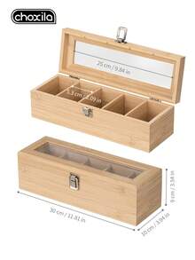 choxila 1Pc Wooden Tea Bag Storage Box, Compartment Desktop Sundries Organizer Flip Cover Storage Rack For Office Coffee Tea Storage - Wooden Tea Bag Storage Box - View 8