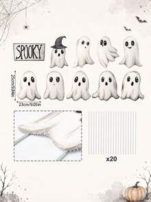 10pcs Halloween Scary Ghost Tree Hanging Ornaments, Cute Ghost Decorations, Suitable For Home, School, Office, Vase, Indoor Decor, Halloween Tree Top Decoration, Halloween Outdoor Decoration, Ghost Theme Party Supplies, Halloween Theme Party Supplies - Multicolor - View 3