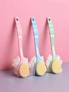 1pc Long Handle Bath Brush, Multi-Function Exfoliating Cleaning Bath Brush, Back To School And Dorm Essentials, Double-Sided Bath Brush, Multi-Purpose, Suitable For Cleaning, Exfoliating And Personal Hygiene - / - View 7