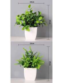 2/3/4pcs White Flower Pot Set With Small Artificial Plants, Includes Pots, Suitable For Indoor Home Decor, Office, Bathroom And Bedroom, With Plastic Eucalyptus And Mini Wheat Grass, Ideal Desktop Artificial Plant Decoration - Green - View 12