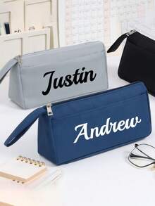 Customizable Text Pencil Case, Personalized Handheld Pencil Pouch, Large Capacity Pencil Storage Bag, Suitable For Students And Teachers, School Supplies, Gift For Classmates - Multicolor - View 7