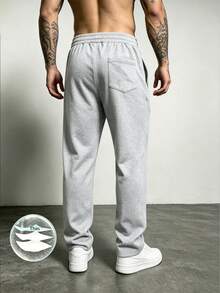 Men's Casual Sports Straight Leg Pants, Thin Drawstring Casual Pants, Suitable For Spring, Summer, Autumn Daily Commute - Light Grey - View 5