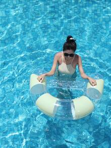 Transparent Glitter Inflatable U-Shaped Pool Lounger With Handle And Cup Holder, Adult Floating Bed For Swimming Pool, Lake, Beach - Multicolor - View 7