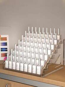 Vowcarol 3/5/7 Tier Transparent Acrylic Paint Storage Rack - Transparent Trapezoid Display Stand Suitable For Handicrafts And Art Supplies Storage. Lipstick. Perfume. Cosmetics. Display Stand. Multi-Functional - Multicolor - View 4