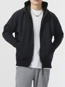 Chaqueta deportiva con capucha adidas ZNE, chaqueta deportiva informal con capucha y logo de color liso para hombre. - Negro - Ver 1
