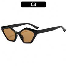 Unique Irregular Cat-Eye Versatile Retro  Minimalist Black Frame Polygonal Cat-Eye  High-End Niche Versatile - C2 - 豹紋鏡框,淺灰色鏡片 - 查看 3