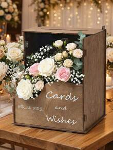 Personalized Wedding Card Box, Customizable Text, Suitable For Storing Gifts, Cards And Wishes For Parties And Anniversaries, Applicable For Wedding Receptions, Birthday Parties, Bridal Showers, Graduation Ceremonies And Other Occasions, Can Be Used As Wedding Decoration, Home Decor, Room Decor, Party Favors, Bridal Gifts, Birthday Decoration, Bachelorette Party Decoration And More, Perfect Choice For Wedding Receptions - Multicolor - View 4