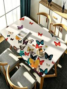 1pc Fashionable American Butterfly Print Outdoor Tablecloth, Polyester Waterproof Tablecloth, Suitable For Restaurant Cafe Outdoor Picnic Gathering Outing Tabletop Decoration Table Cover, Spring Summer Outdoor Garden Table Dust Cover - A - View 7