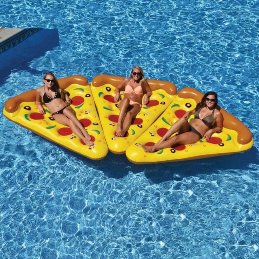 Inflatable Pizza Float Adult Swim Ring Oversized Ride-On Water Float Bed Water Inflatable Toy - Multicolor - View 1