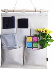 KINGREE Bolsillos de almacenamiento para colgar sobre la puerta, organizador colgante para clóset, puerta o pared, 5 Pockets-Nature, 1 - 5 bolsillos - Naturaleza - Ver 6
