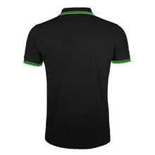 SOLS Mens Pasadena Tipped Short Sleeve Pique Polo Shirt - Black/Lime - View 2