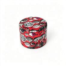 1件 50MM 深色塗鴉紅眼印花 4層研磨器，鋅合金草本研磨器附篩網，個性化街頭風便攜研磨工具 - 查看 11
