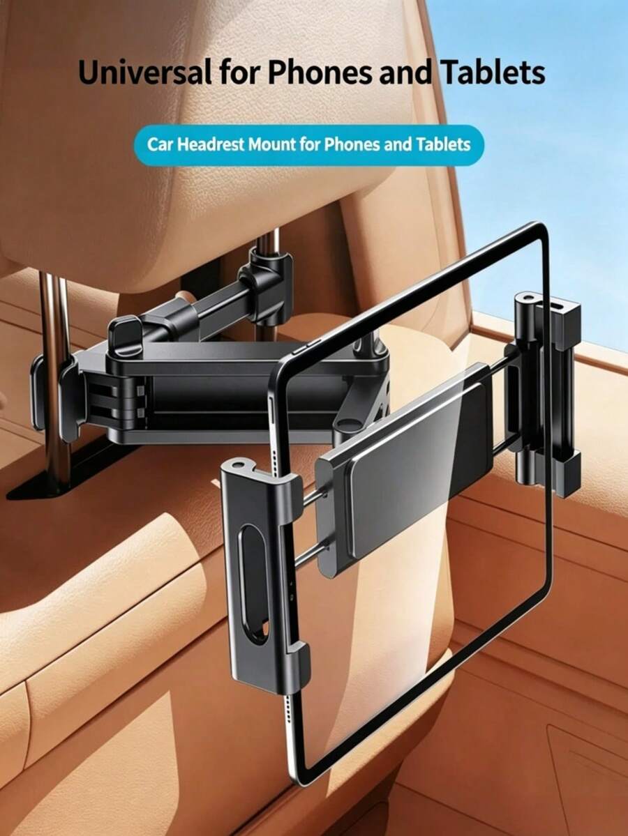 360° Adjustable Car Headrest Tablet Phone Mount, Universal Back Seat Holder For Kids, Telescopic Auto Headrest Bracket For Baby Car Seat Entertainment - Multicolor - View 1
