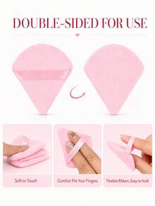 50/40/30/20PCS Multi-Color Makeup Sponge Puff Set Triangle & Teardrop Shaped Blenders, Reusable Cosmetic Sponges For All Makeup Types - Hot Pink - View 2