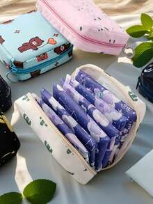 Cartoon Sanitary Pad Storage Bag, Large Capacity Sanitary Pad Organizer, Travel Storage Pouch, Multifunctional Mini Organizer Bag, Holiday Gift ﻿(1pc Single Item Small Item Random Color) - Multicolor - View 1