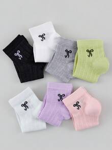 7 Pairs Women's Butterfly Pattern Comfortable Breathable Short Socks - Multicolor - View 3