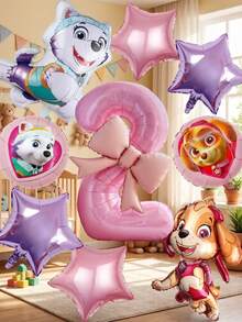 Paw Patrol 汪汪隊 9件/套 生日氣球 40英吋大字母主題派對裝飾，包含 Skye 卡通角色氣球、Skye 加厚乳膠漂浮氣球，適合派對使用 - 天天珠珠Plus - 查看 1